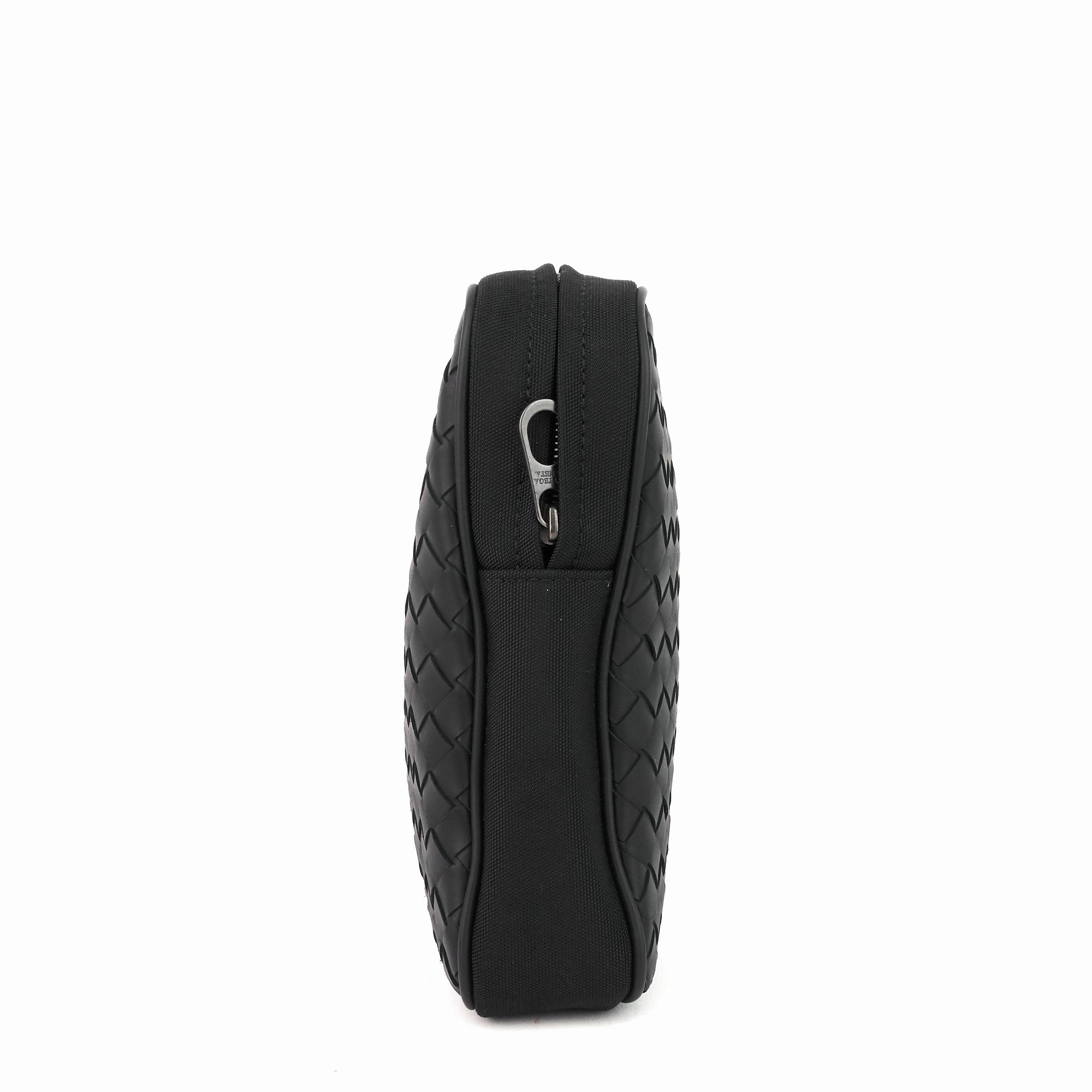 Intrecciato Leather and Nylon Pouch