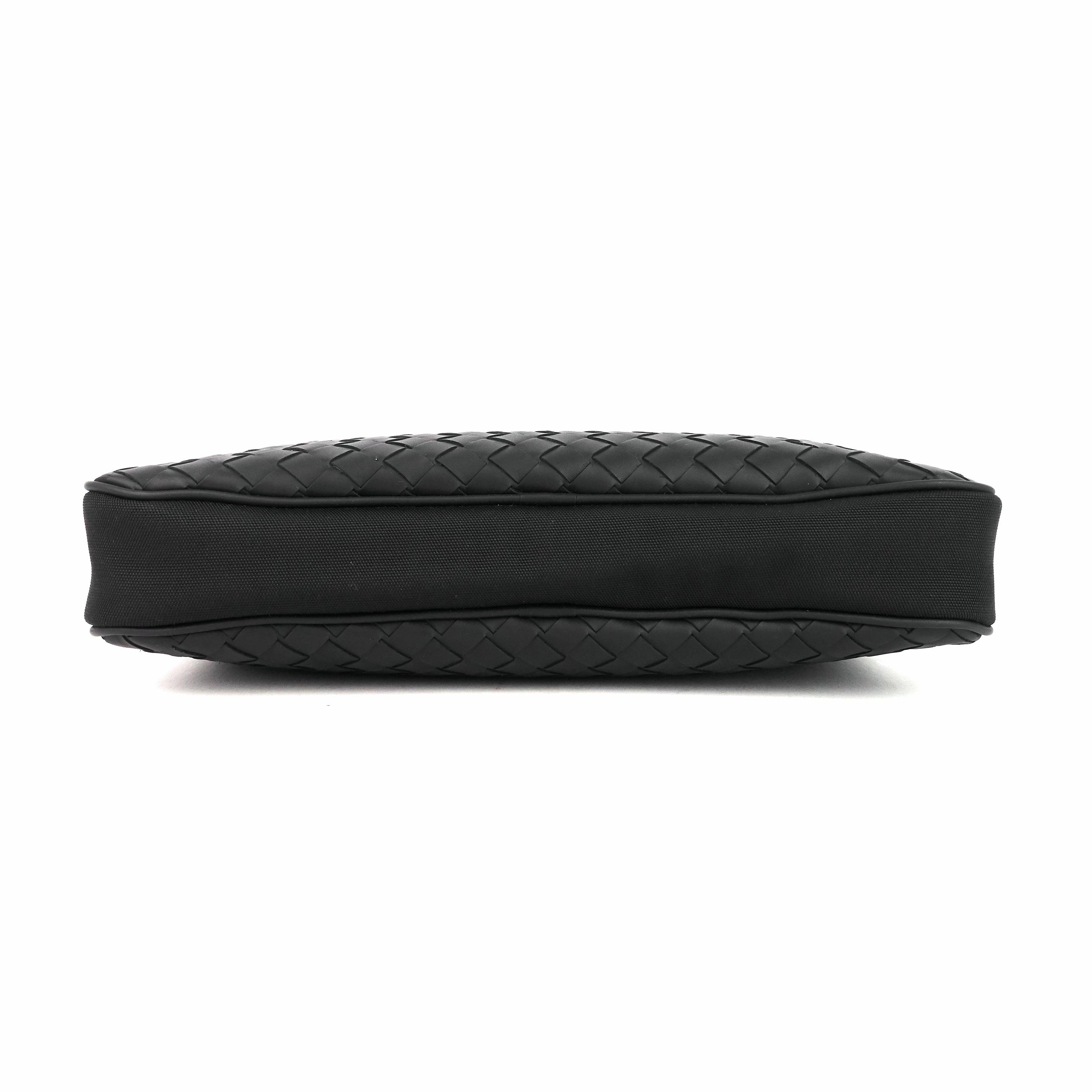 Intrecciato Leather and Nylon Pouch