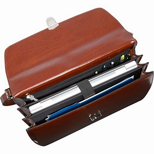 Jack Georges Elements Collection Triple Gusset Flapover Laptop Leather Briefcase