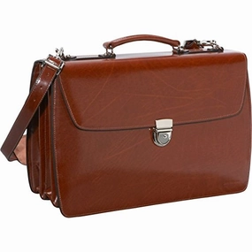 Jack Georges Elements Collection Triple Gusset Flapover Laptop Leather Briefcase