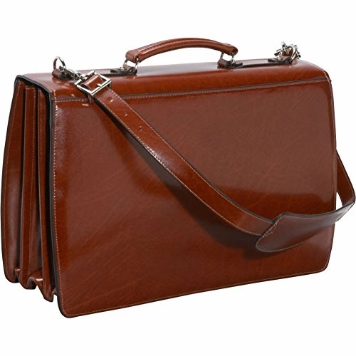Jack Georges Elements Collection Triple Gusset Flapover Laptop Leather Briefcase