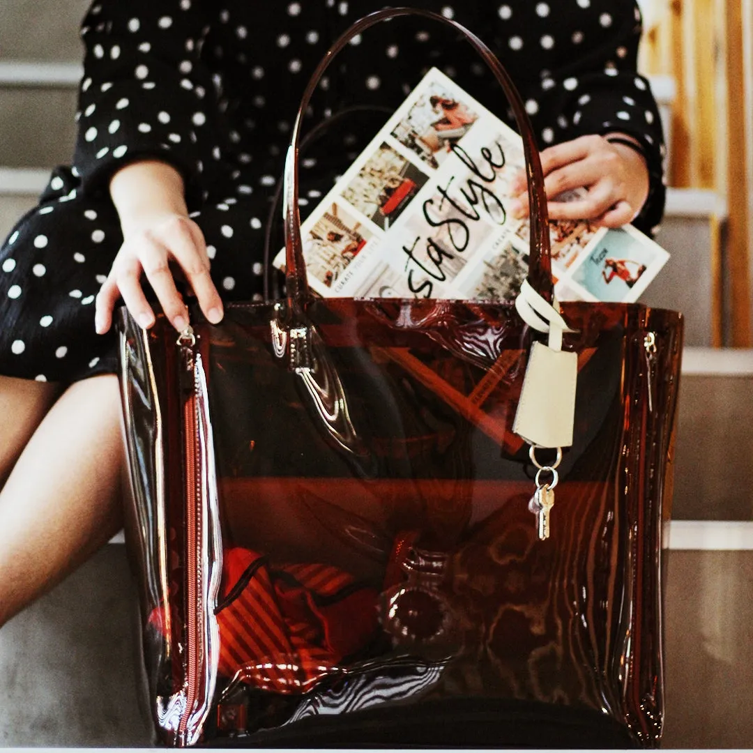JANE PVC TOTE BAG AMBER