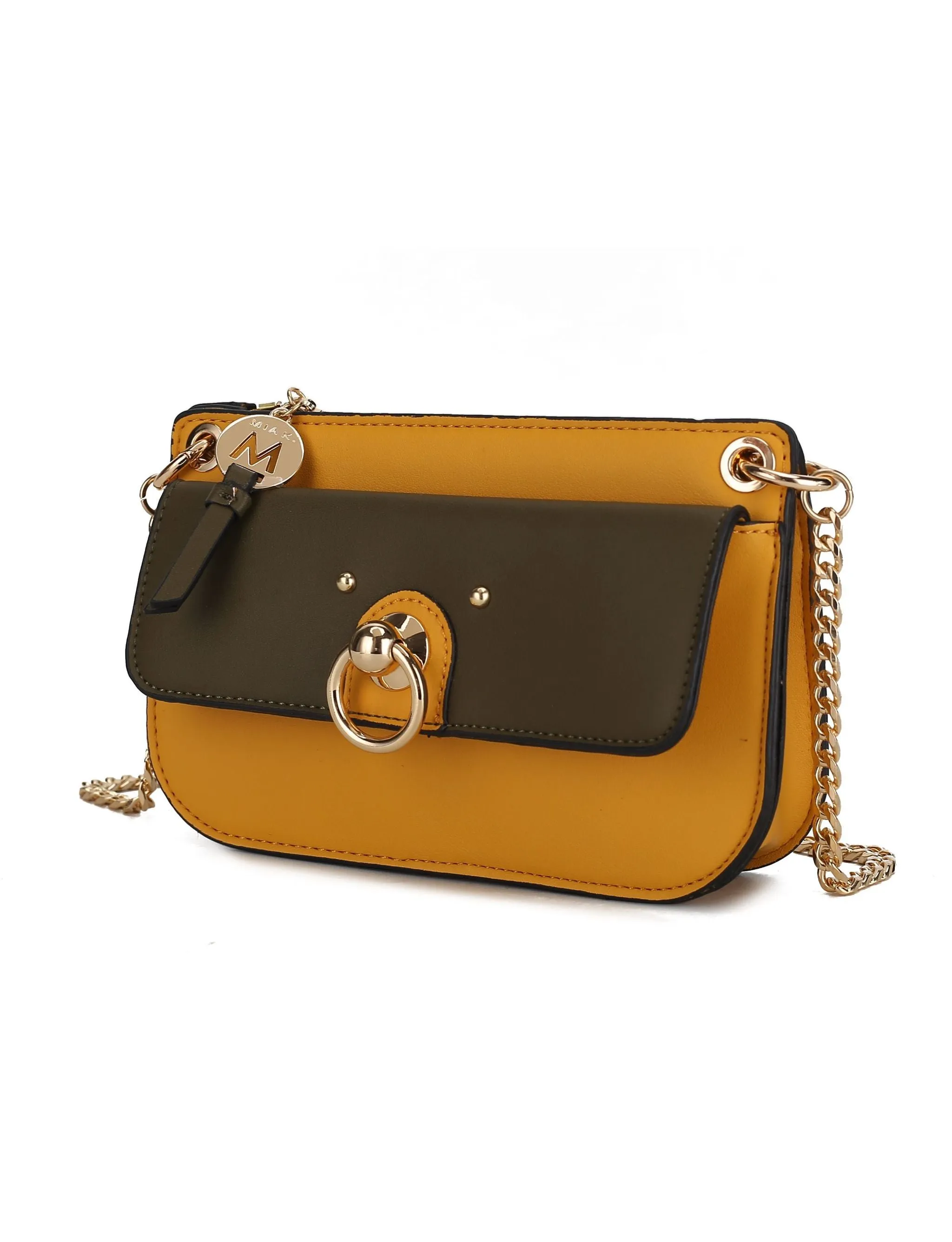 Jill Vegan Leather Womens Color Block Crossbody Bag