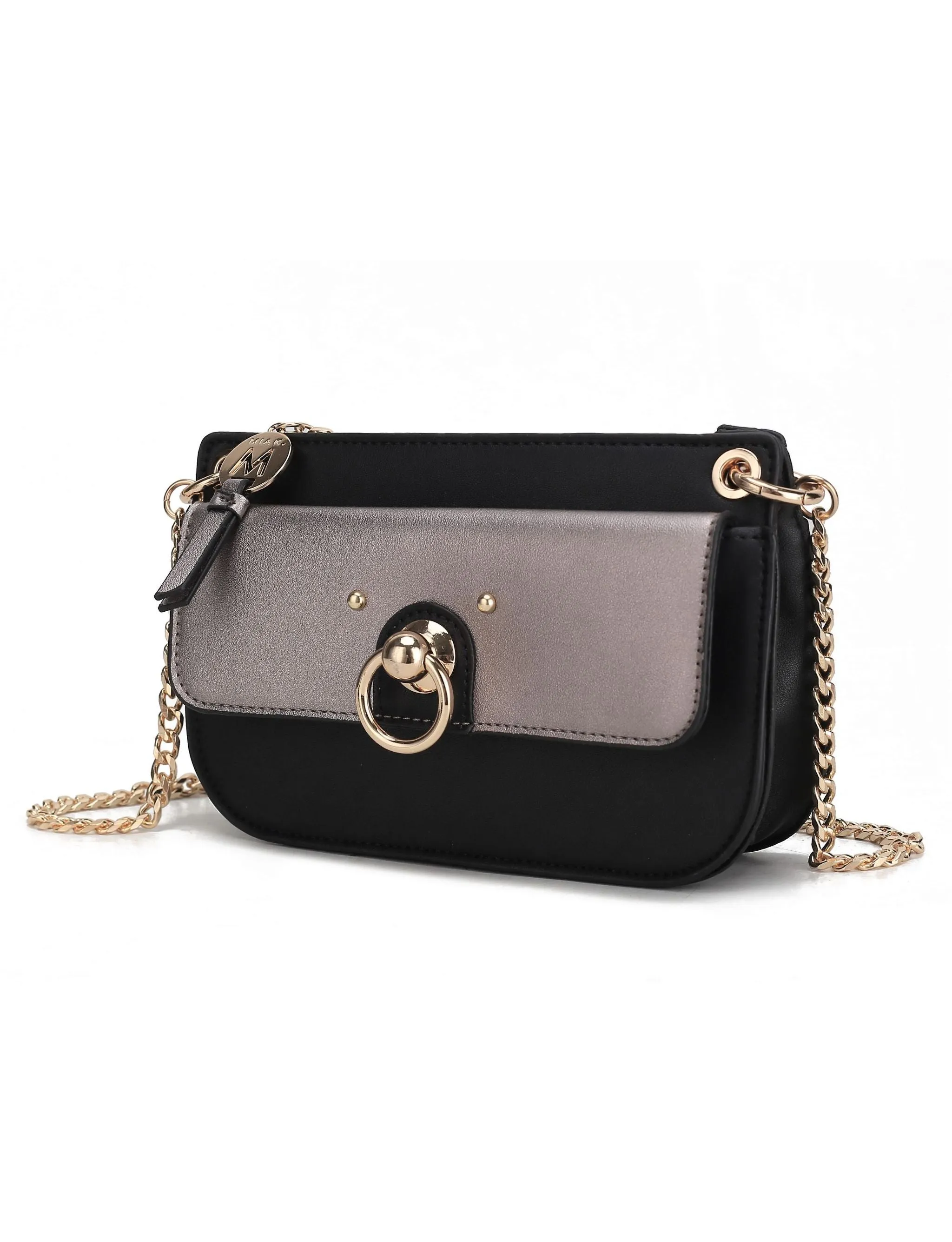 Jill Vegan Leather Womens Color Block Crossbody Bag