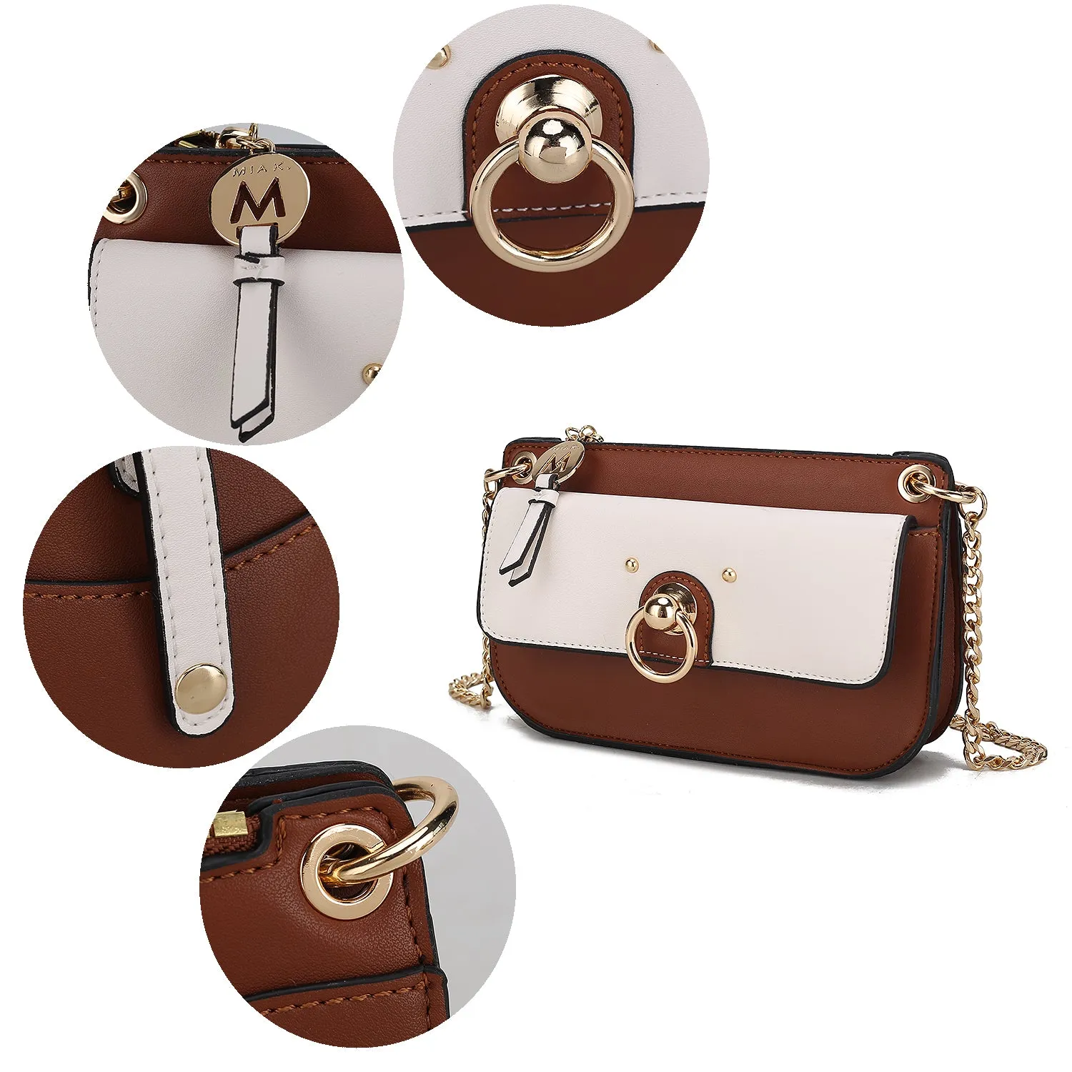 Jill Vegan Leather Womens Color Block Crossbody Bag