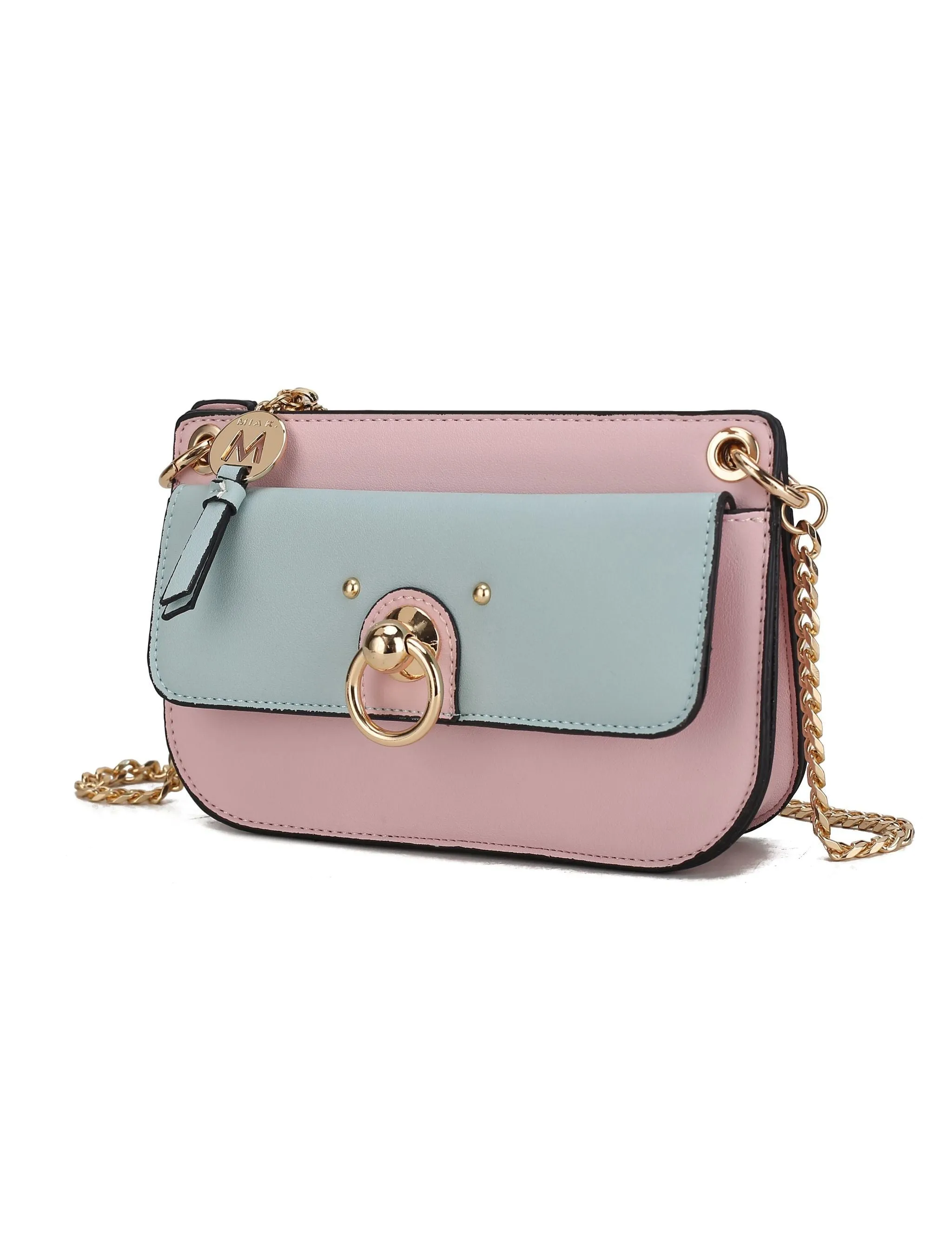 Jill Vegan Leather Womens Color Block Crossbody Bag
