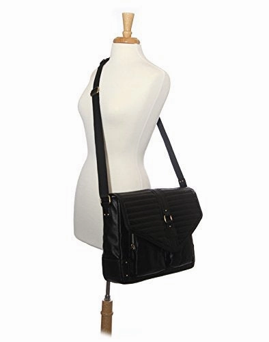 Jill-E Designs Veronica 15" Leather Laptop Bag, Black (419392)