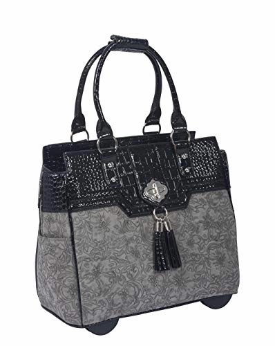 Jkm And Company The Savannah Gray & Black Alligator Faux Leather Compatible With Computer Ipad,