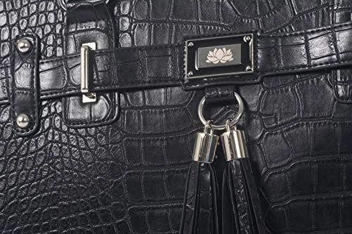 JKM and Company Timeless Black Alligator Crocodile Rolling Compatible with Computer iPad Tablet or Laptop Tote Carryall Bag (17" 17.3" inch)