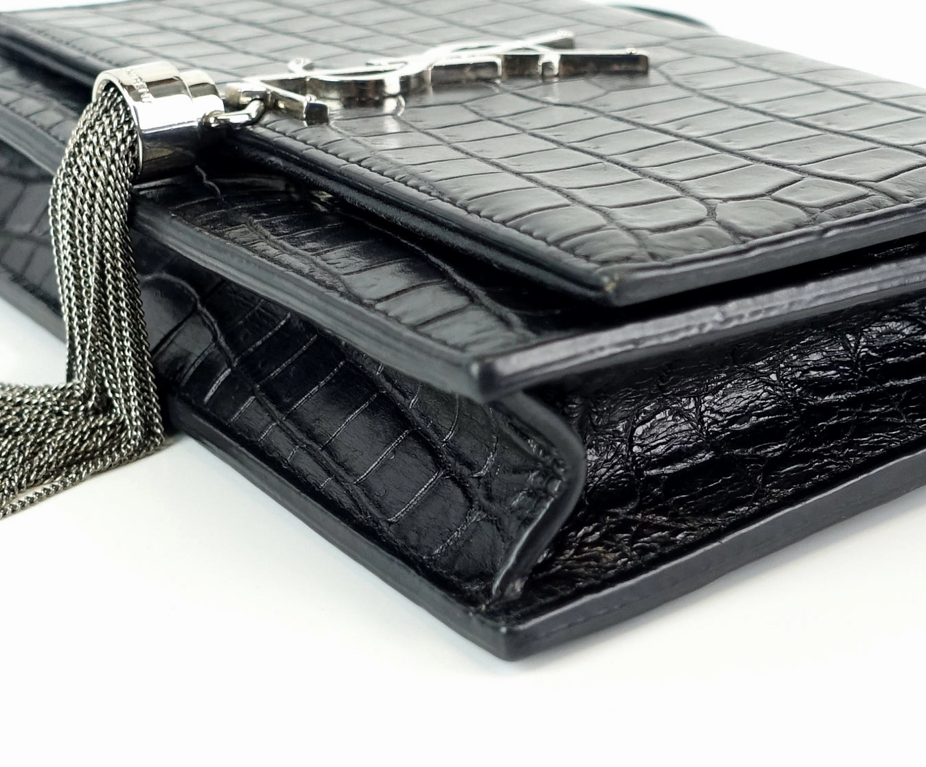 Kate Croc Embossed Calf Leather Tassel Bag