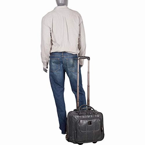 Kenneth Cole Reaction Women's Casual Fling Pebbled Faux Leather 16" Laptop Business Travel Tote, Charcoal, Wheeled Carry