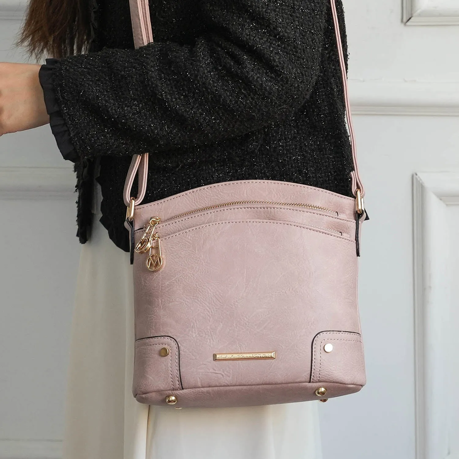 Kenya Crossbody Shoulder Womens Bag Stylish Vegan Leather with Gold-Tone Accents by Mia K