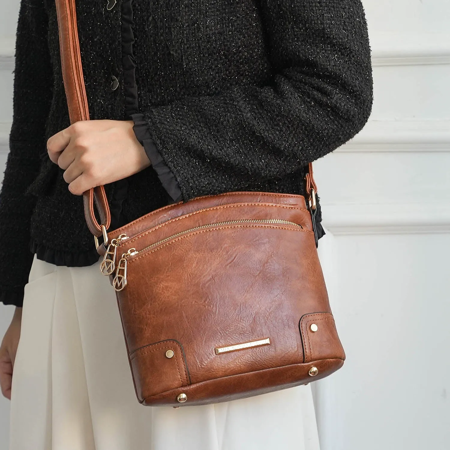 Kenya Crossbody Shoulder Womens Bag Stylish Vegan Leather with Gold-Tone Accents by Mia K