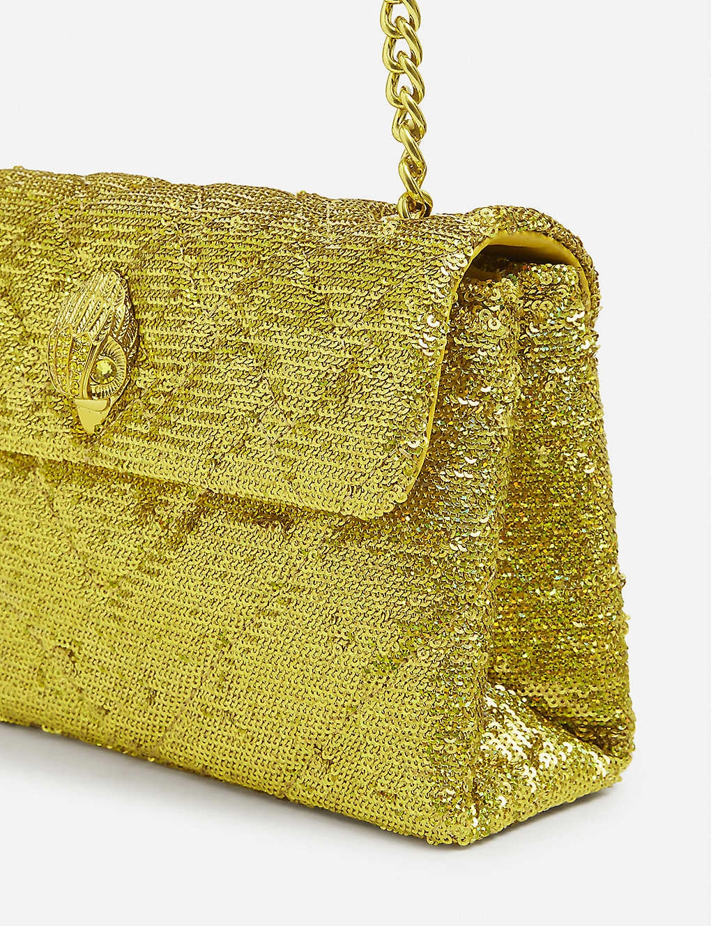 Kurt Geiger Medium Kensington sequin-embellished quilted crossbody bag-Gold