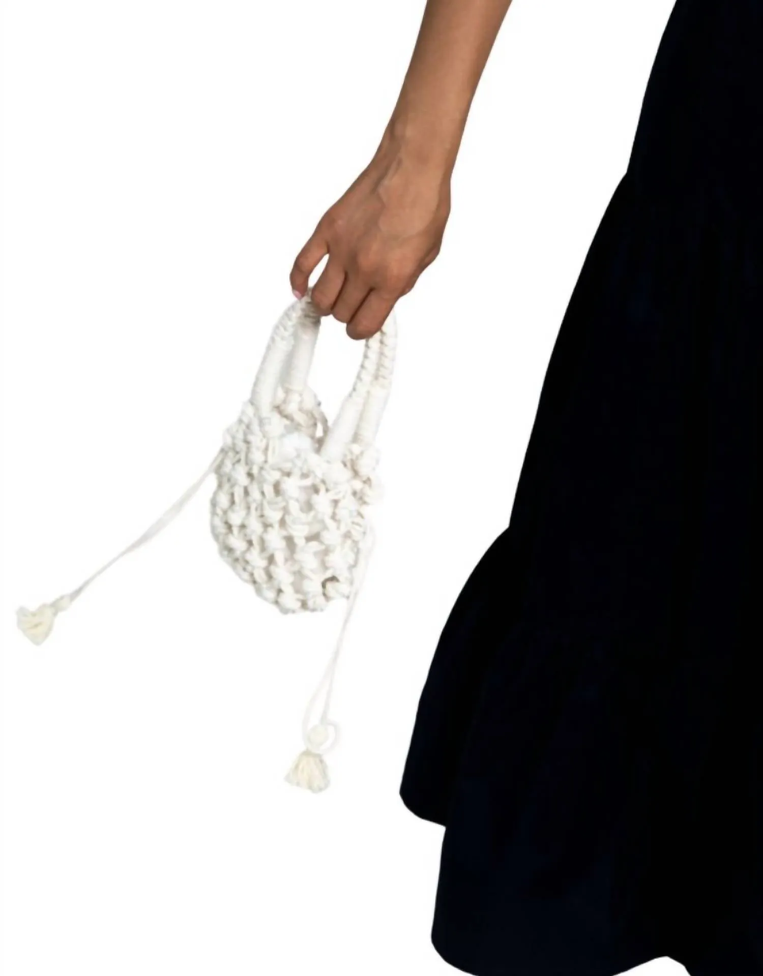 Lane Crochet Pearl Bag In Ivory