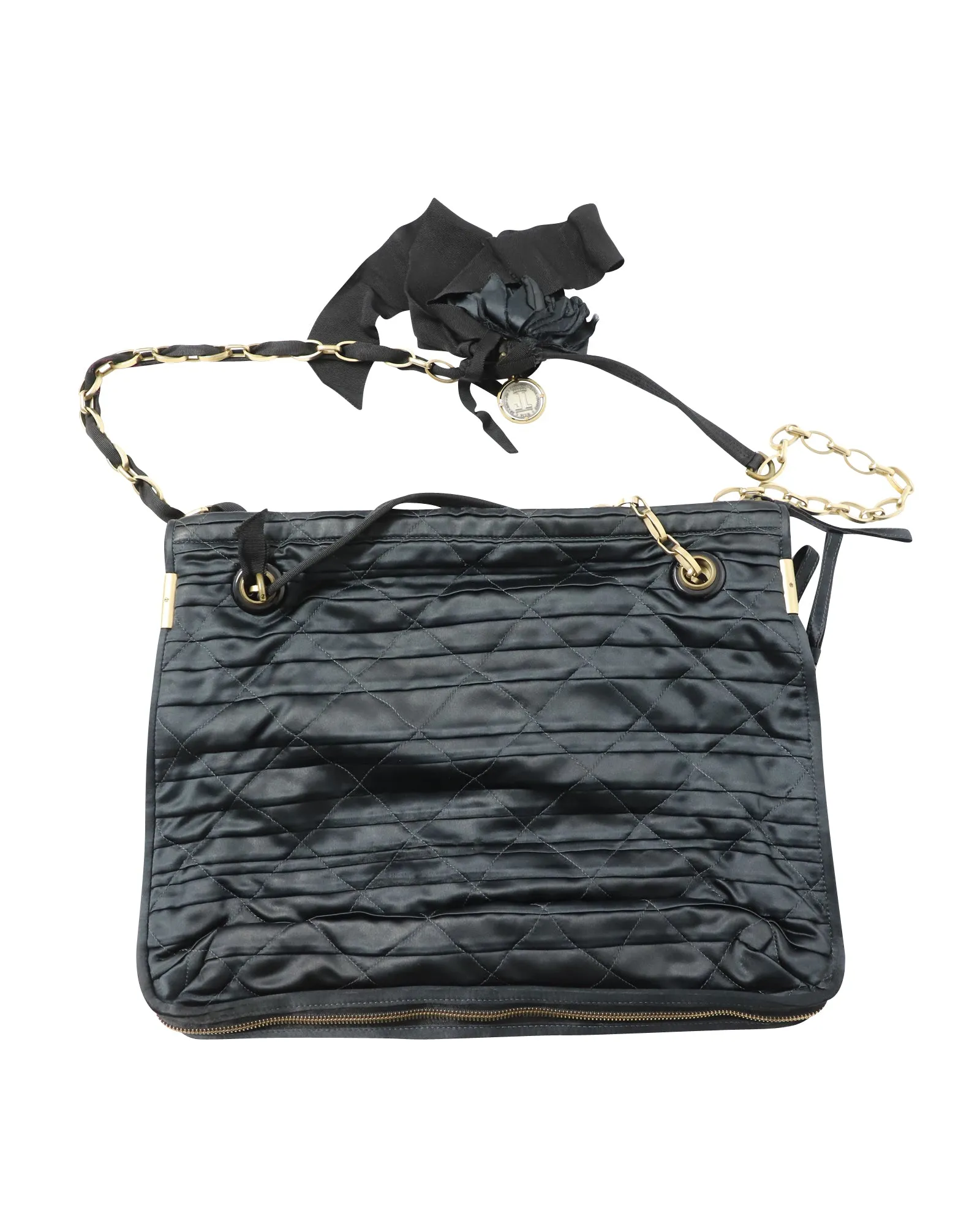 Lanvin Amalia Bag in Dark Green Satin