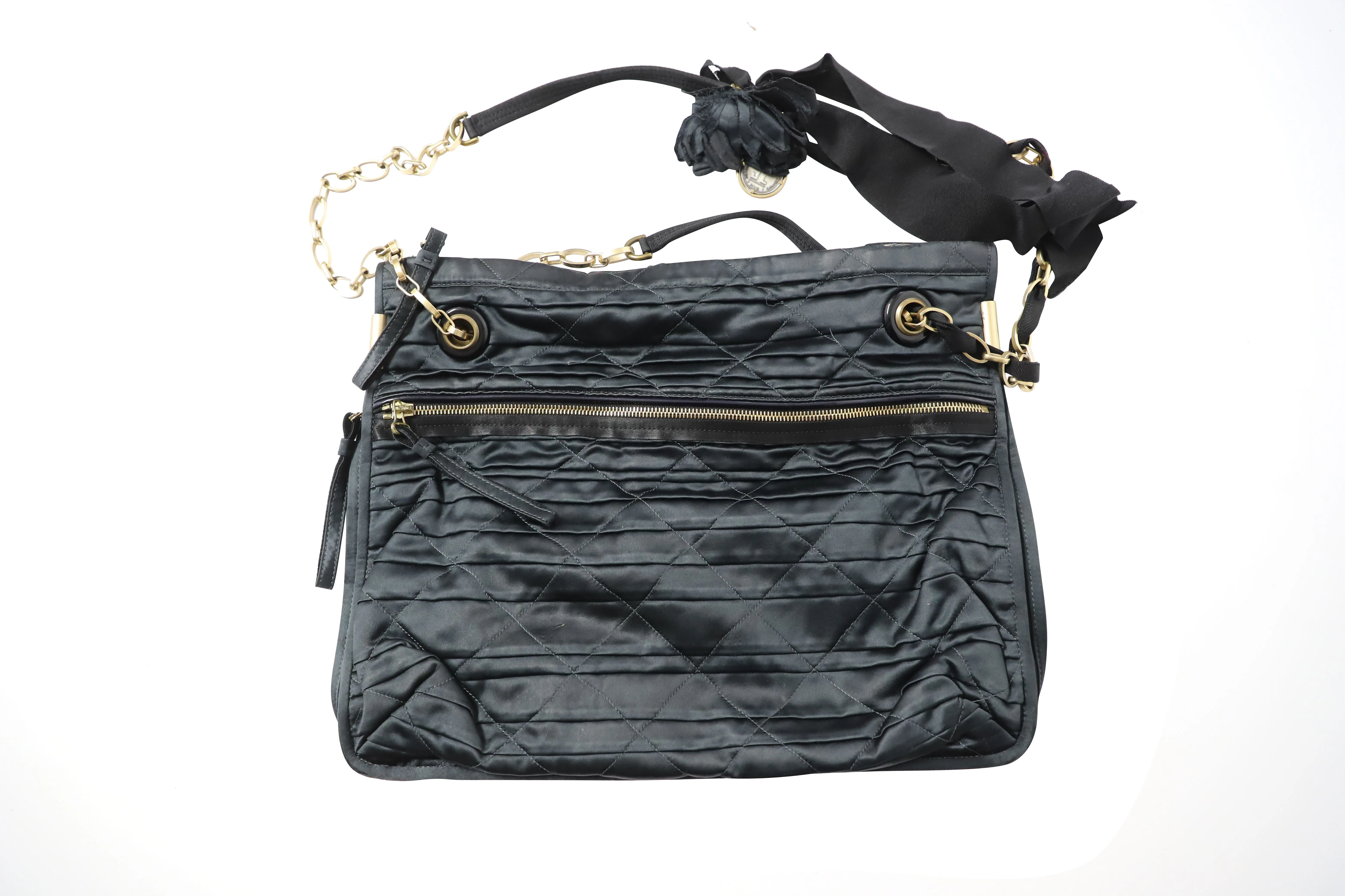 Lanvin Amalia Bag in Dark Green Satin