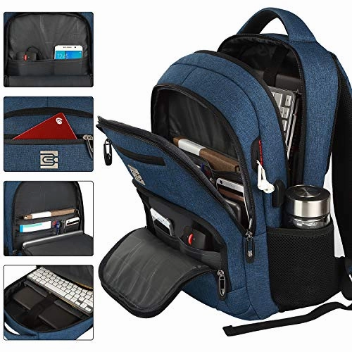 Laptop Backpack,Business Travel Anti Theft Slim Durable Laptops Backpack with USB Charging Port,Water Resistant College School Computer Bag for Women & Men Fits 15.6 Inch Laptop and Notebook - Blue