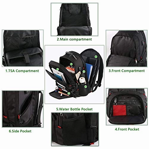 Large Laptop Backpack, TSA Friendly Durable Computer Backpack with USB Port for Men and Women,