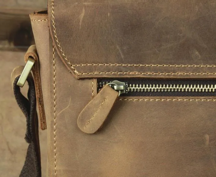 Leather Brown Mens Vintage Small Side Bag Shoulder Bags Small Messenger Bag For Men
