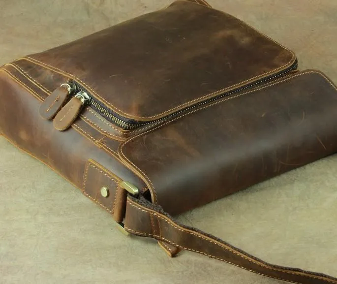 Leather Brown Mens Vintage Small Side Bag Shoulder Bags Small Messenger Bag For Men