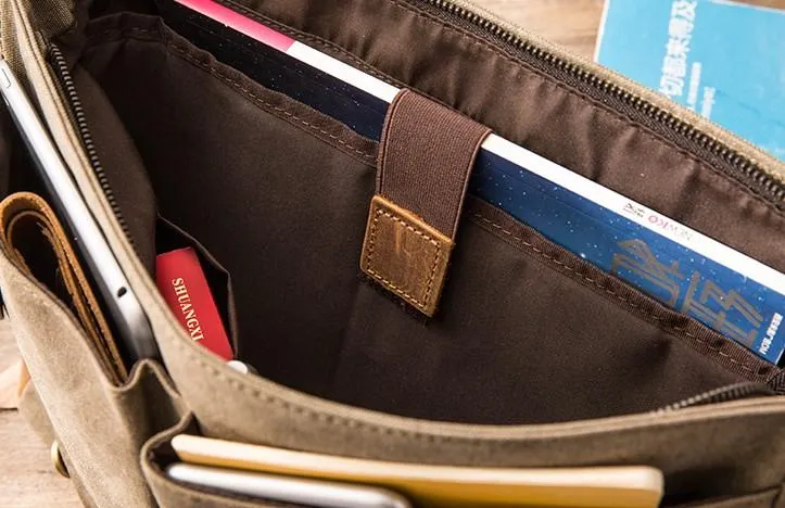 Leather Canvas Messenger Bags for men Vintage Shoulder Bag for men