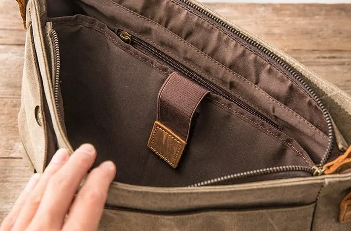Leather Canvas Messenger Bags for men Vintage Shoulder Bag for men