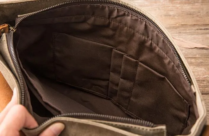 Leather Canvas Messenger Bags for men Vintage Shoulder Bag for men