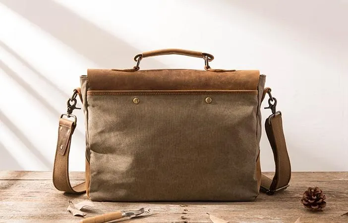 Leather Canvas Messenger Bags for men Vintage Shoulder Bag for men