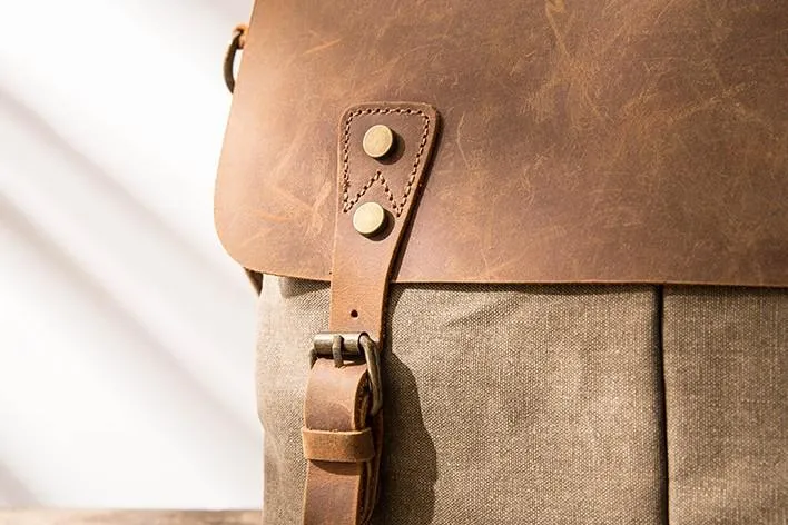 Leather Canvas Messenger Bags for men Vintage Shoulder Bag for men