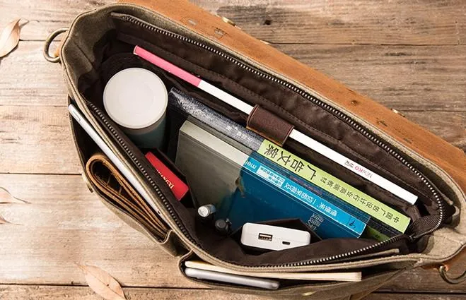 Leather Canvas Messenger Bags for men Vintage Shoulder Bag for men