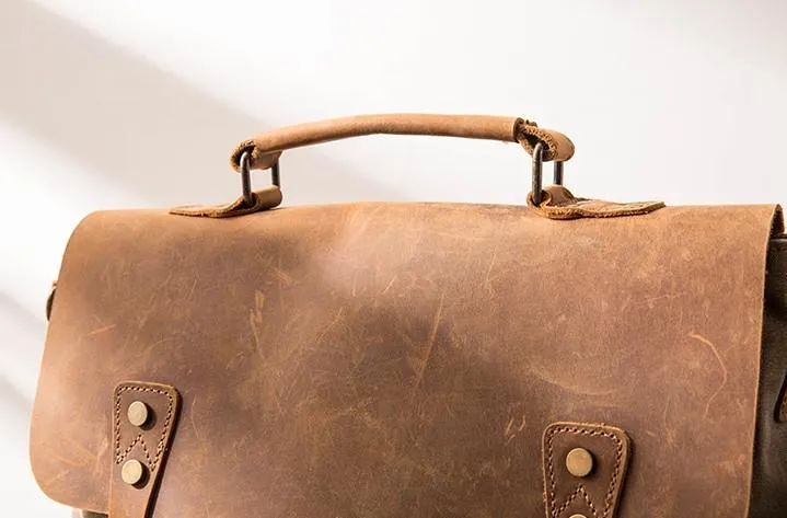 Leather Canvas Messenger Bags for men Vintage Shoulder Bag for men