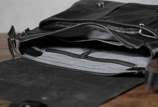 Leather cool men messenger bag vintage shoulder school bags for men