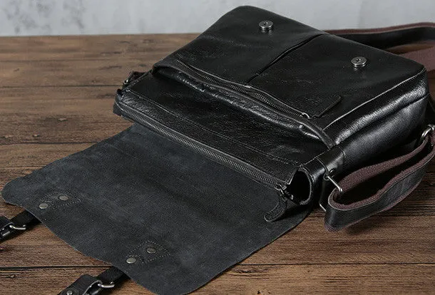 Leather cool men messenger bag vintage shoulder school bags for men
