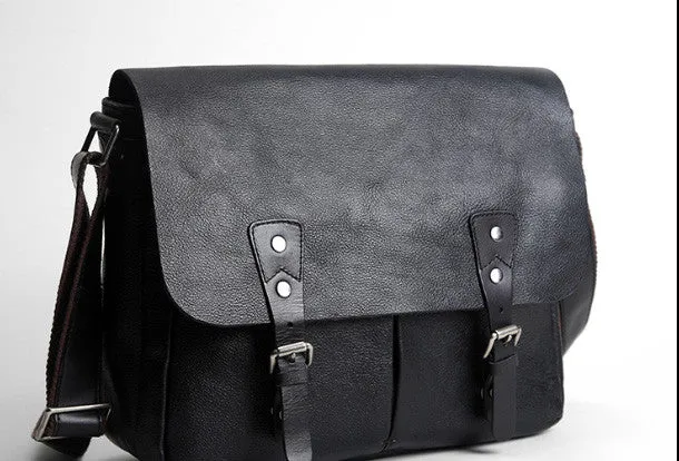 Leather cool men messenger bag vintage shoulder school bags for men