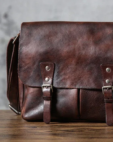 Leather cool men messenger bag vintage shoulder school bags for men