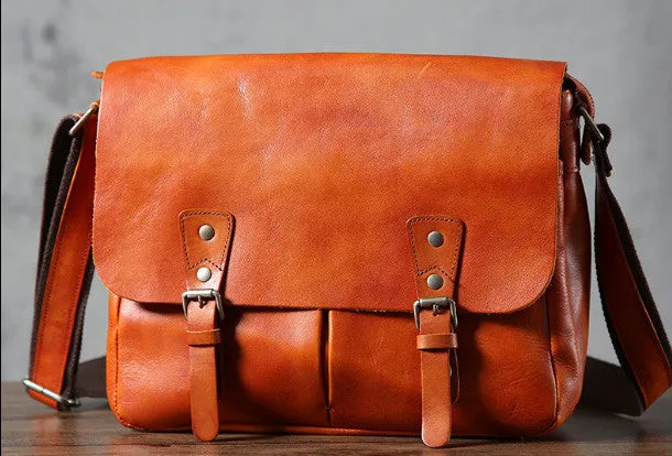 Leather cool men messenger bag vintage shoulder school bags for men