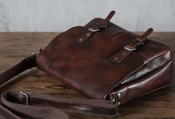 Leather cool men messenger bag vintage shoulder school bags for men