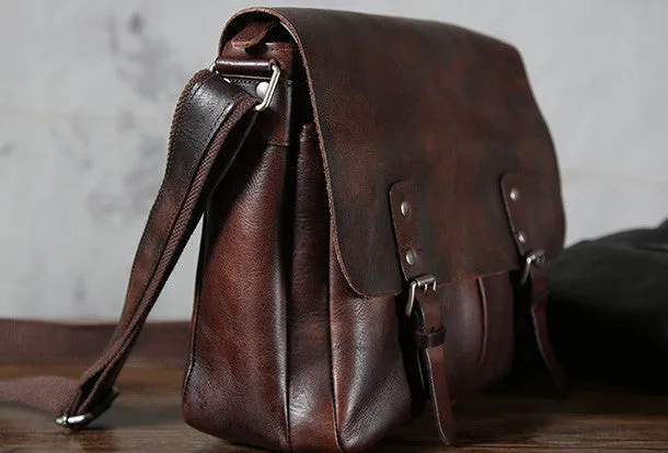 Leather cool men messenger bag vintage shoulder school bags for men