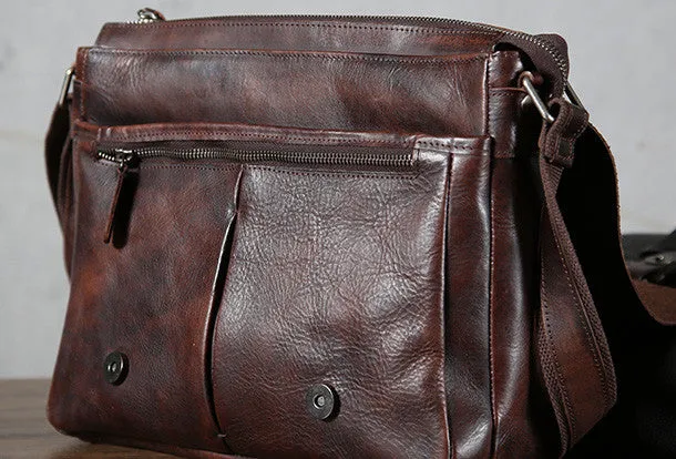 Leather cool men messenger bag vintage shoulder school bags for men