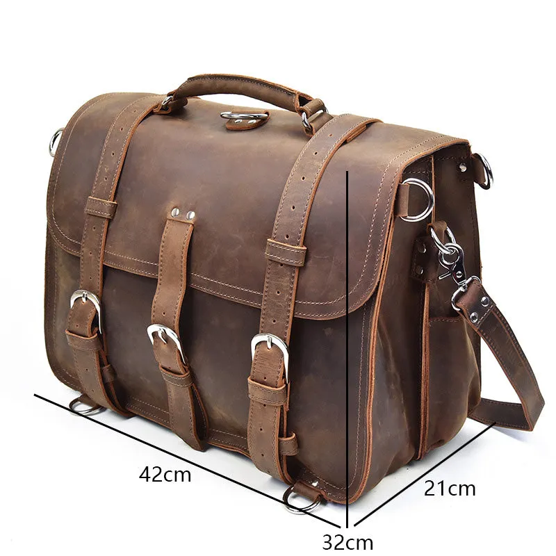 Leather Men Large Briefcase Handbag Travel Bag Messenger Bag For Men