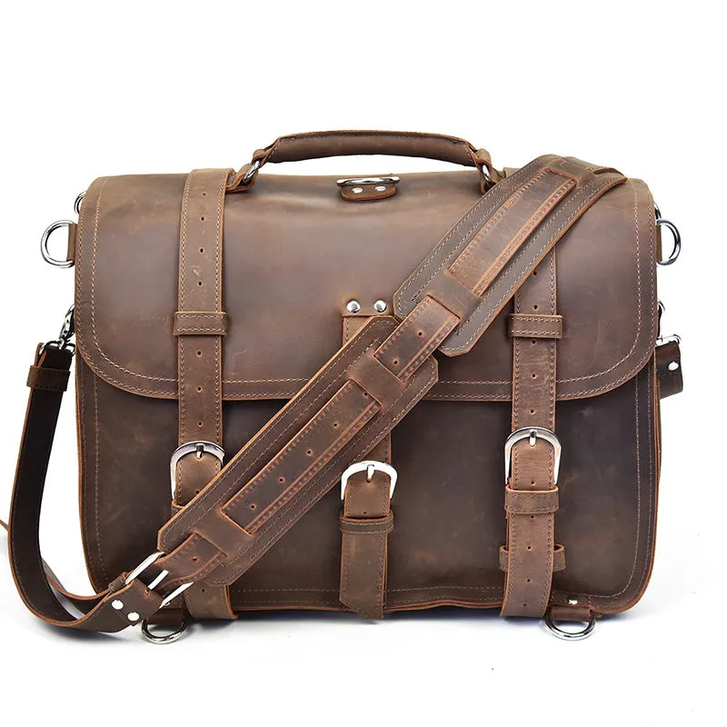 Leather Men Large Briefcase Handbag Travel Bag Messenger Bag For Men
