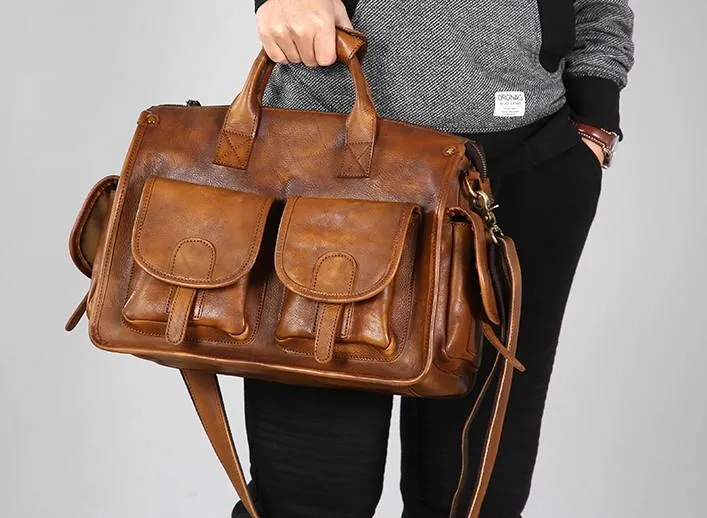 Leather Mens Cool Messenger Bag Travel Bag Business Bag Laptop Bag for men