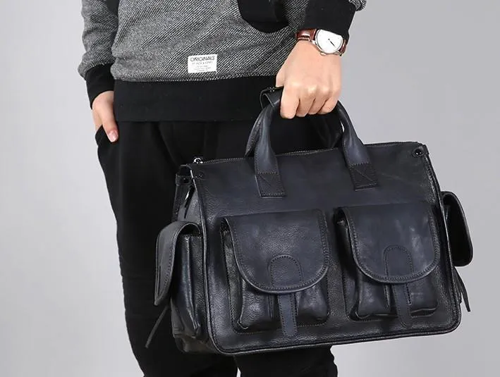 Leather Mens Cool Messenger Bag Travel Bag Business Bag Laptop Bag for men