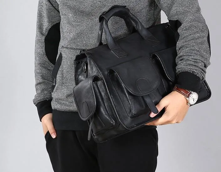 Leather Mens Cool Messenger Bag Travel Bag Business Bag Laptop Bag for men