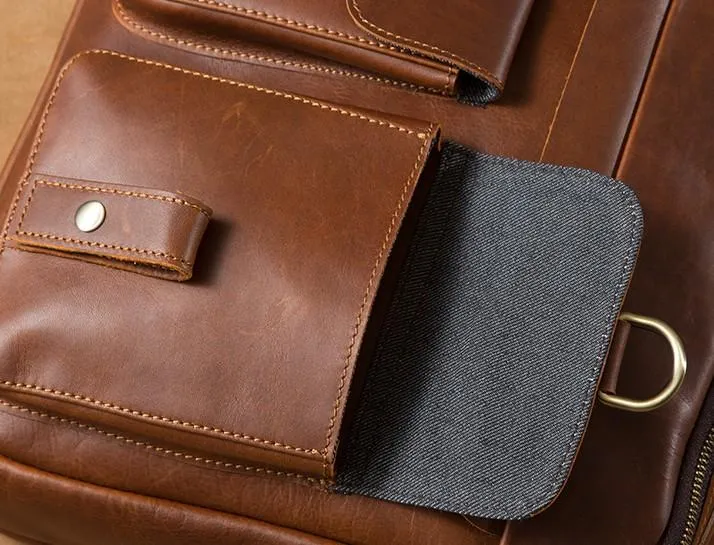 Leather Mens Cool Messenger Bags Briefcase Work Bag Business Bag Laptop Bag for men