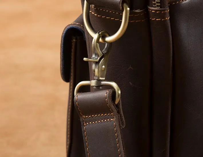 Leather Mens Cool Messenger Bags Briefcase Work Bag Business Bag Laptop Bag for men