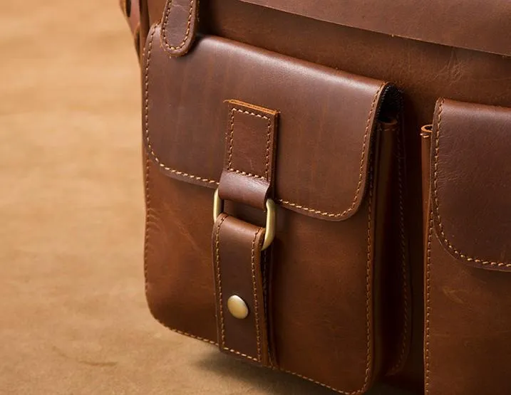 Leather Mens Cool Messenger Bags Briefcase Work Bag Business Bag Laptop Bag for men