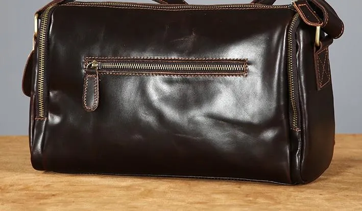 Leather Mens Cool Shoulder Bag Barrel Bag Messenger Bag for men