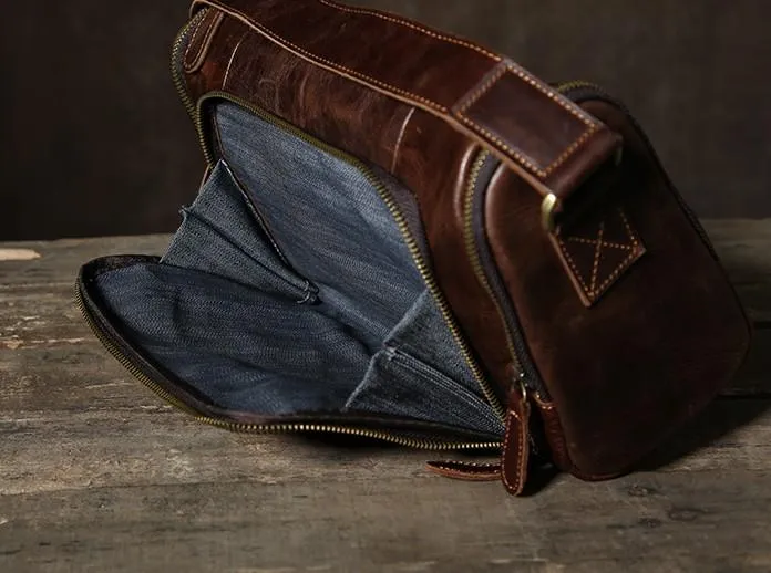 Leather Mens Cool Shoulder Bag Barrel Bag Messenger Bag for men